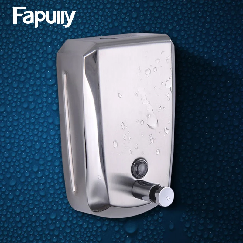 

Fapully Bathroom Soap Dispenser Stainless Steel High Capacity 500ML/800ML/1000ML Wall Mounted Hand Liquid Soap Dispenser Bath