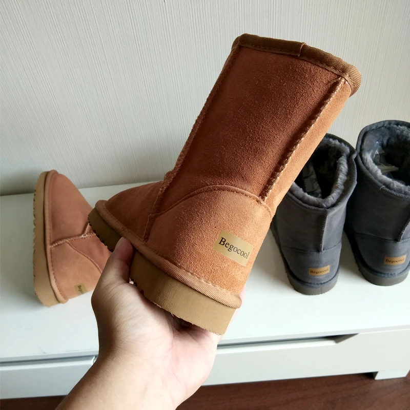 Begocool/женские зимние ботинки; модные теплые зимние ботинки из натуральной коровьей замши в австралийском стиле; женская обувь; botas; цвет темно-синий