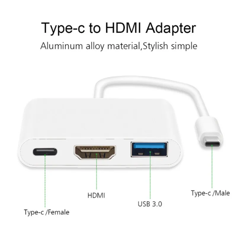 

USB C to HDMI Adapter Type C USB 3.1 Hub USB-C to USB 3.0/ HDMI/ Type C Female Converter Cable for Macbook Pro Samsung S8 DEX
