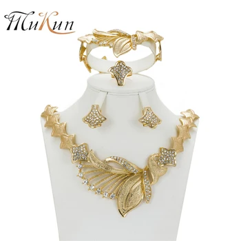

MUKUN African Jewelry Sets Gold Color Nigerian Wedding For Women Crystal Jewelry Wedding Bridal Jewelry Set Wedding Accessories