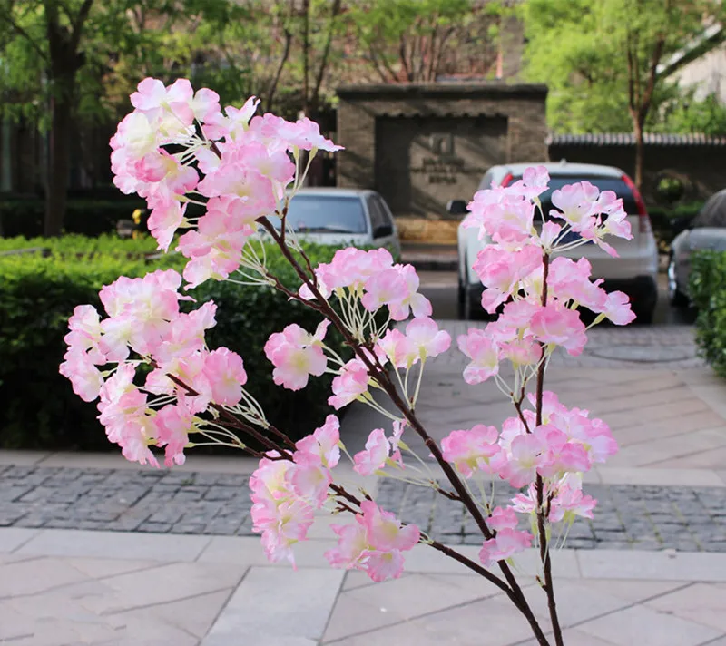 Three Branches for one Bouquet Artificial Cherry Blossom Flower Garland for Home Ornament Wedding Backdrop Arch Decoration Three Branches for one Bouquet Artificial Cherry Blossom Flower Garland for Home Ornament Wedding Backdrop Arch Decoration