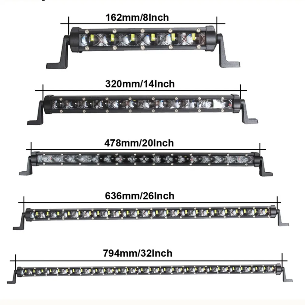 Barra de Luz Condução da Lâmpada Novo Mini 60 90 120 150 Única Fileira Branco Amarelo Led Offroad Trabalho Foglight Auto 12 v 24 6d 30 w 8 Barra de luz/Luz de trabalho