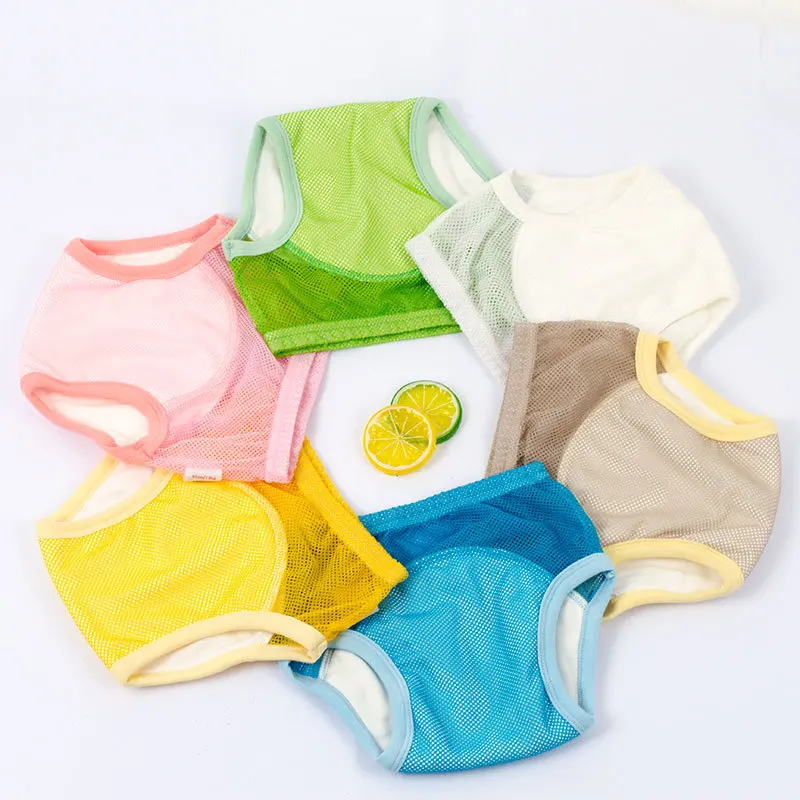 

[ABYABYGO] Baby Cloth Diapers Summer Mesh Breathable Candy Colors Nappies Reusable Washable Baby Training Underwear
