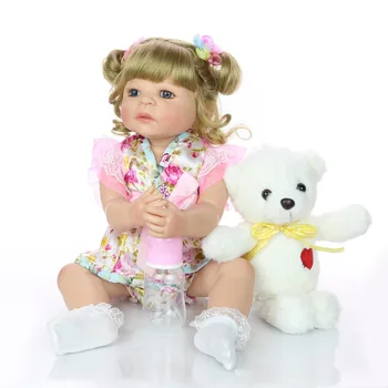 Muñeca realista de silicona de 55cm para niñas, juguete de bebé de vinilo completo