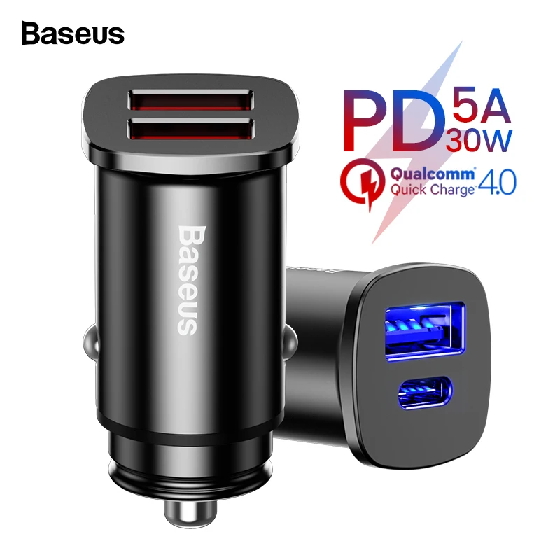 Baseus 30 W سيارة شاحن يو اس بي سريعة تهمة 4.0 3.0 الهاتف المحمول شاحن سريع AFC SCP USB C PD سريعة سيارة -شاحن سامسونج هواوي