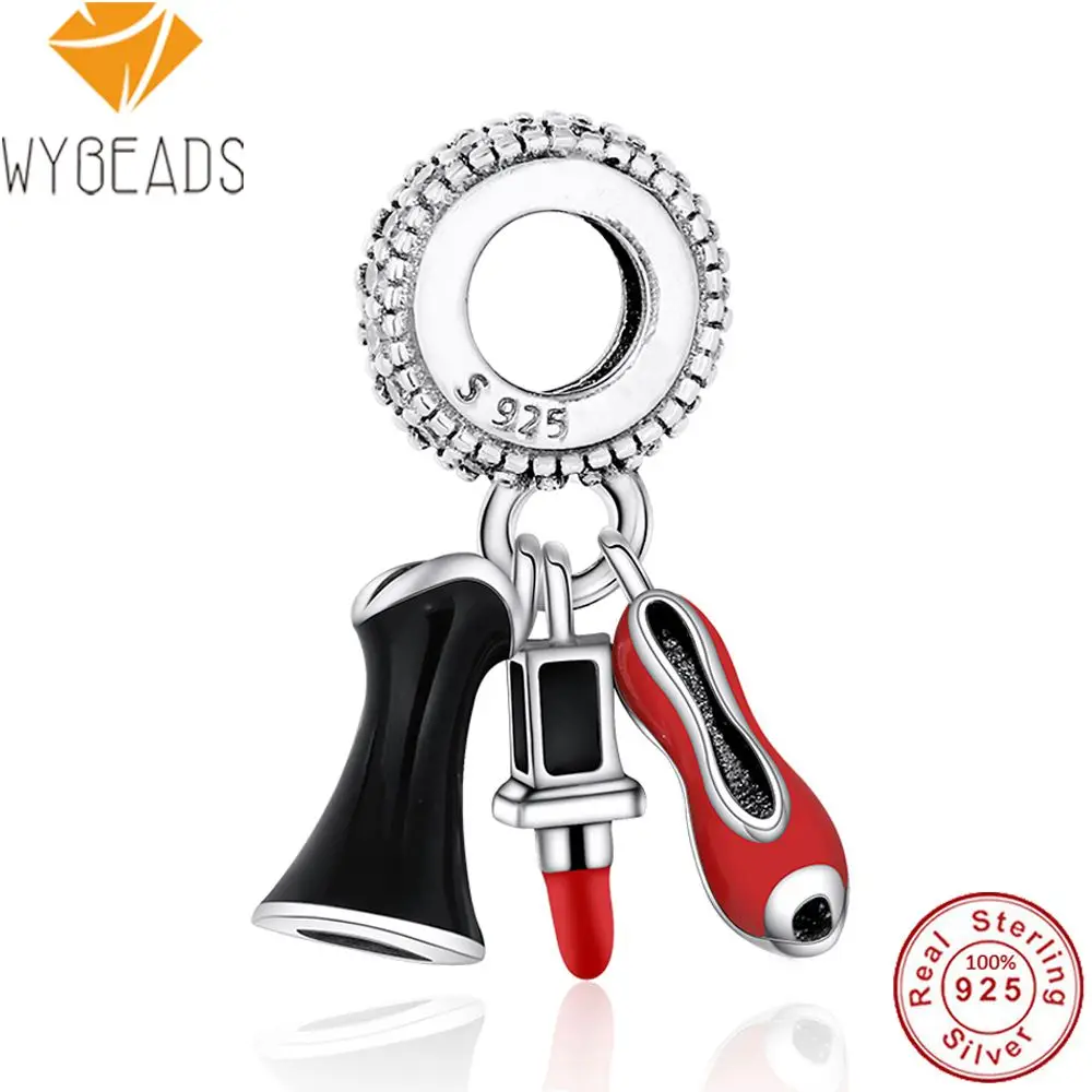 Wybeads стерлингового серебра 925 пробы гламур трио Талисманы Смешанная эмаль Ясно CZ