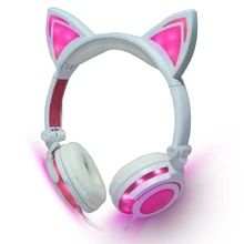 Big sale cost-effective Cat Ear headphones LED Ear headphone cat earphone Flashing Glowing Headset Gaming Earphones for Adult and Child