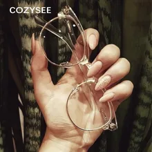 Тренд полуметаллический женские очки оправа для очков мужская оправа винтажные Квадратные прозрачные очки Оптические очки оправа для очков