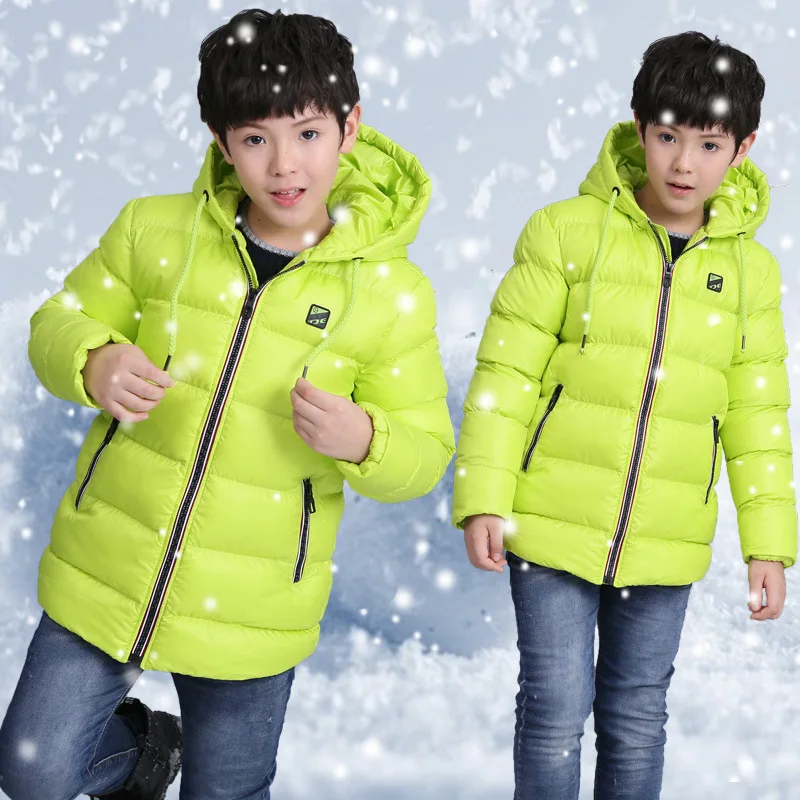 От 7 до 16 лет дети обувь для мальчиков девочек зимнее непромокаемое пальто куртка парки с капюшоном стеганая верхняя одежда высокое Кач