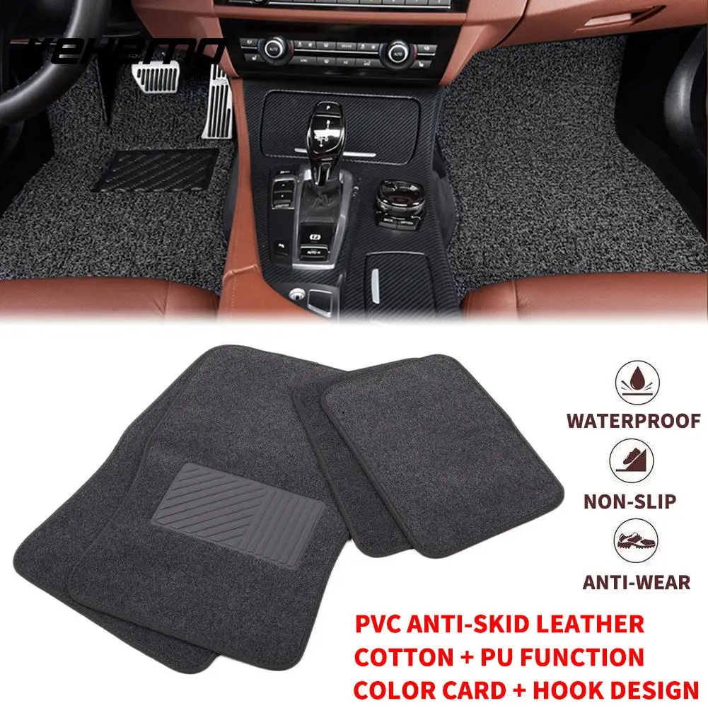 Vehemo 4pcs Auto Carpet Accessories Driver Floor Mat Universal Car Floor Pad All-Weather Premium Front and Rear car accessories 4pcs front