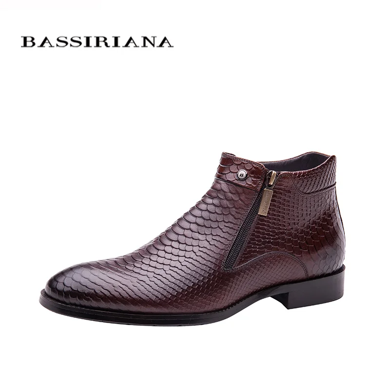BASSIRIANA мода мужчины обувь на шнуровке Коричневый черный Полное зерно кожа круглый носок Большой сиз 39-45