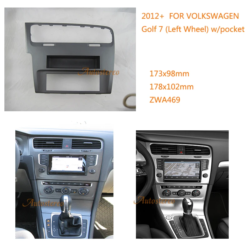 

Car Radio Fascia for VOLKSWAGEN Golf 7 2012+ Left Wheel w/pocket facia frame panel dash mount kit adapter