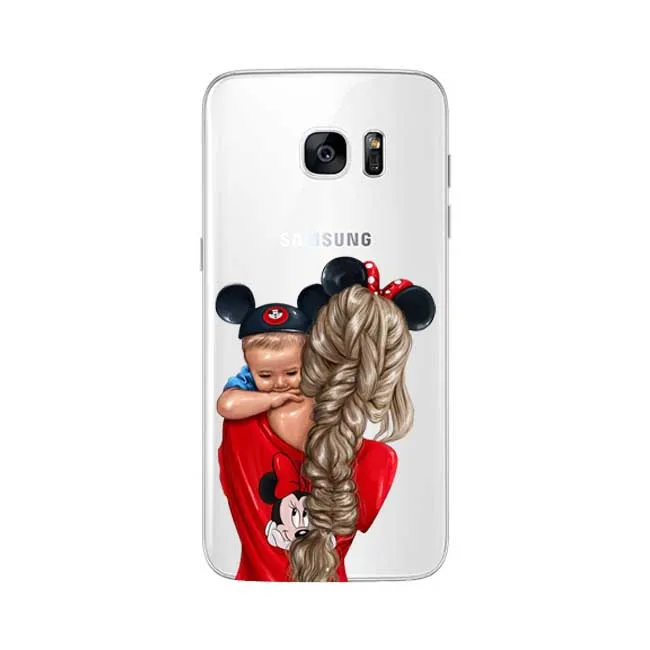 Мягкий чехол из ТПУ с принтом "для Samsung Galaxy S6 S7 S8 S9 S10 S10Lite M10 M20 модные чёрный; коричневый волос для мам и детей, девочек queen женские чехол для телефона