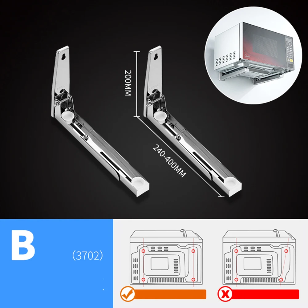 

Stainless Steel Microwave Foldable Oven Shelf Rack Support Frame Stretch Adjustable Wall Mount Bracket Holder Kitchen Storage