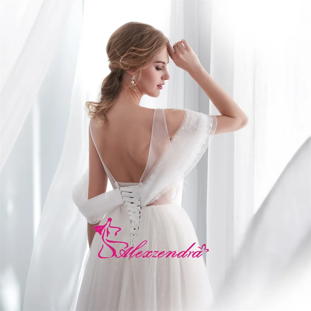 Александра наличии платье цвета слоновой кости Тюль уникальный Дизайн пикантные бальное платье свадебное платье свадебные платья плюс