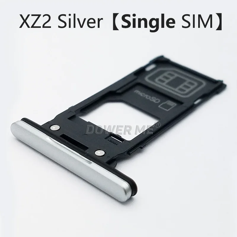 Dawer Me один двойной памяти MicroSD держатель карты ридер Sim лоток Слот для sony Xperia XZ2 H8216 H8266 H8276 H8296 5,7" - Цвет: Silver Single SIM
