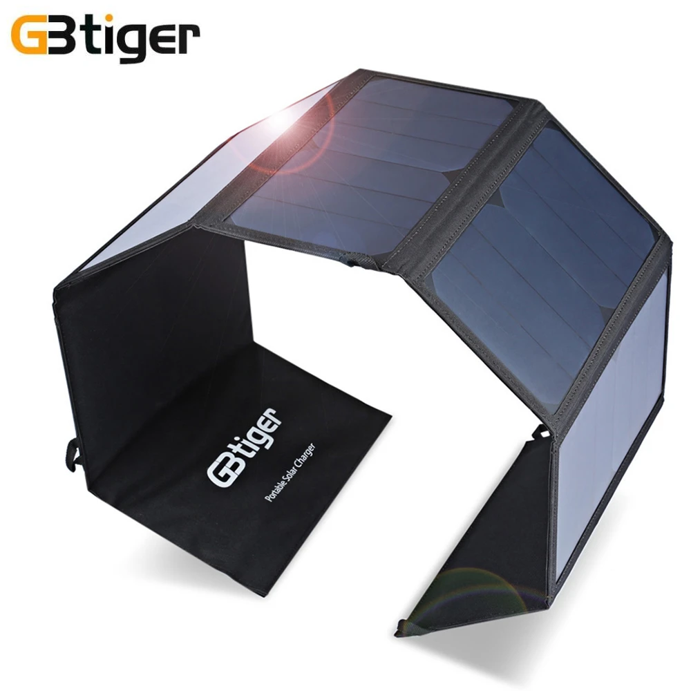 

GBtiger 40W Dual Outputs Portable Sunpower Solar Charger Outdoor Solar Panel Water Resistant Charger for Phones Tablet Computer