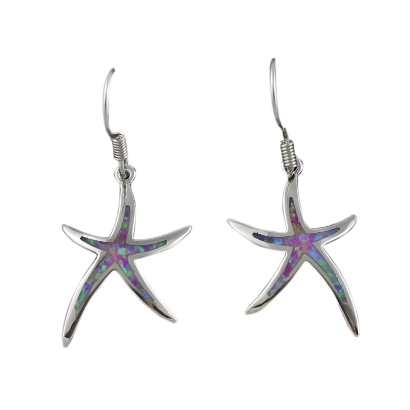 

HAIMIS Pink Fire Opal Star starfish Earrings For Women OE285