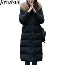 Новая женская зимняя куртка в Корейском стиле, белое пуховое пальто, утепленные парки, элегантная женская теплая верхняя одежда с капюшоном Casaco ST421