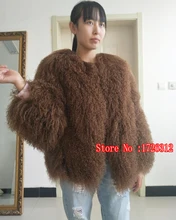 2017 Womens real lamb fur coat short Sheep skin jacket Mongolia Sheep Fur coat beach wool