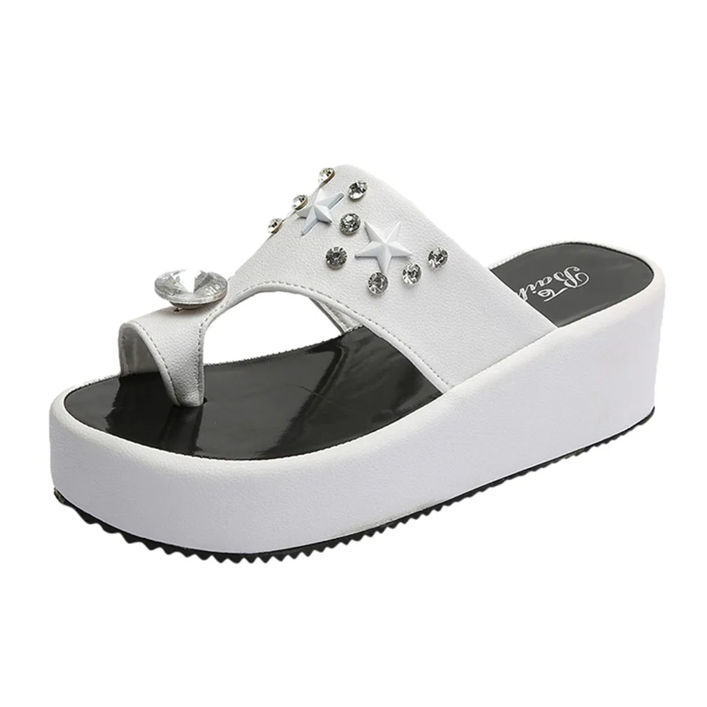

Summer 2019 Open Toe Bling Crystal Sandals Rhinestone waterproof platform toe sandals chaussures femme Flip Flops Footwear