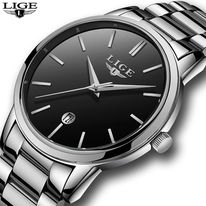 

Mens Watches LIGE Fashion Business Watch Men Stainless Steel Waterproof Watch Leisure Sports Quartz Wristwatch Relogio Masculino