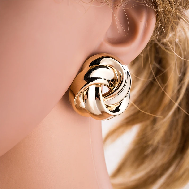 

Gold Silver Stud Earrings for Women 2019 Earings Fashion Jewelry Accessories Korean Round Geometric Punk Minimalist Earrings