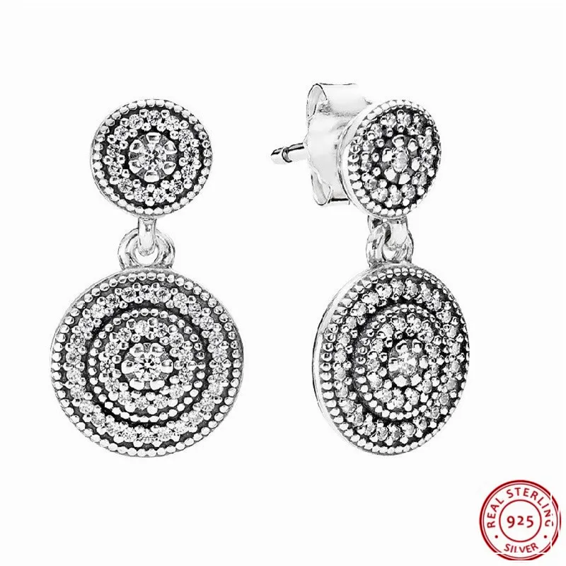 

Spring Collection Radiant Elegance Drop Earrings for Women 925 Sterling Silver Jewelry with Sparkling Concentric Circles FLE054
