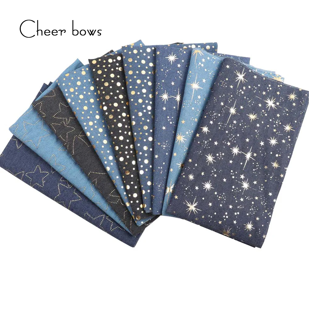 

40*50CM Cotton Denim Geometry Patchwork Fabric DIY Bags Materials Christmas Apparel Sewing Accessories For Tissue Kids Bedding