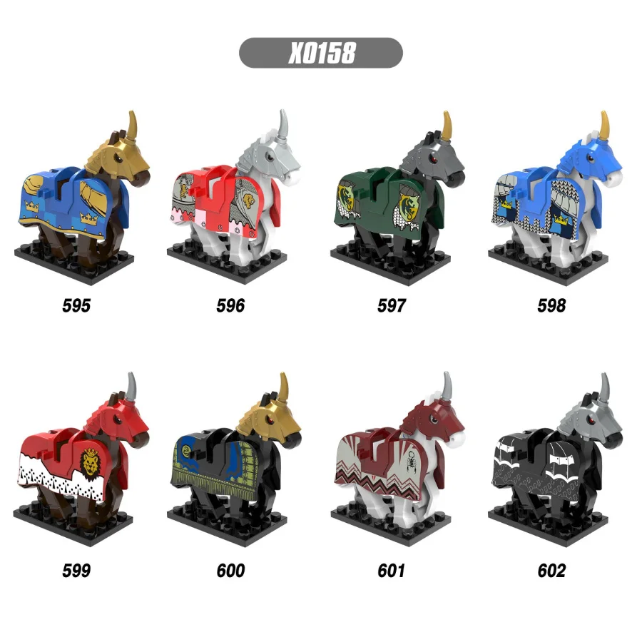 

Single Sale Medieval Knight Wars LegoINGly Rome Knights Blue Horse Crown Building Blocks Bricks Toys for Children X0158