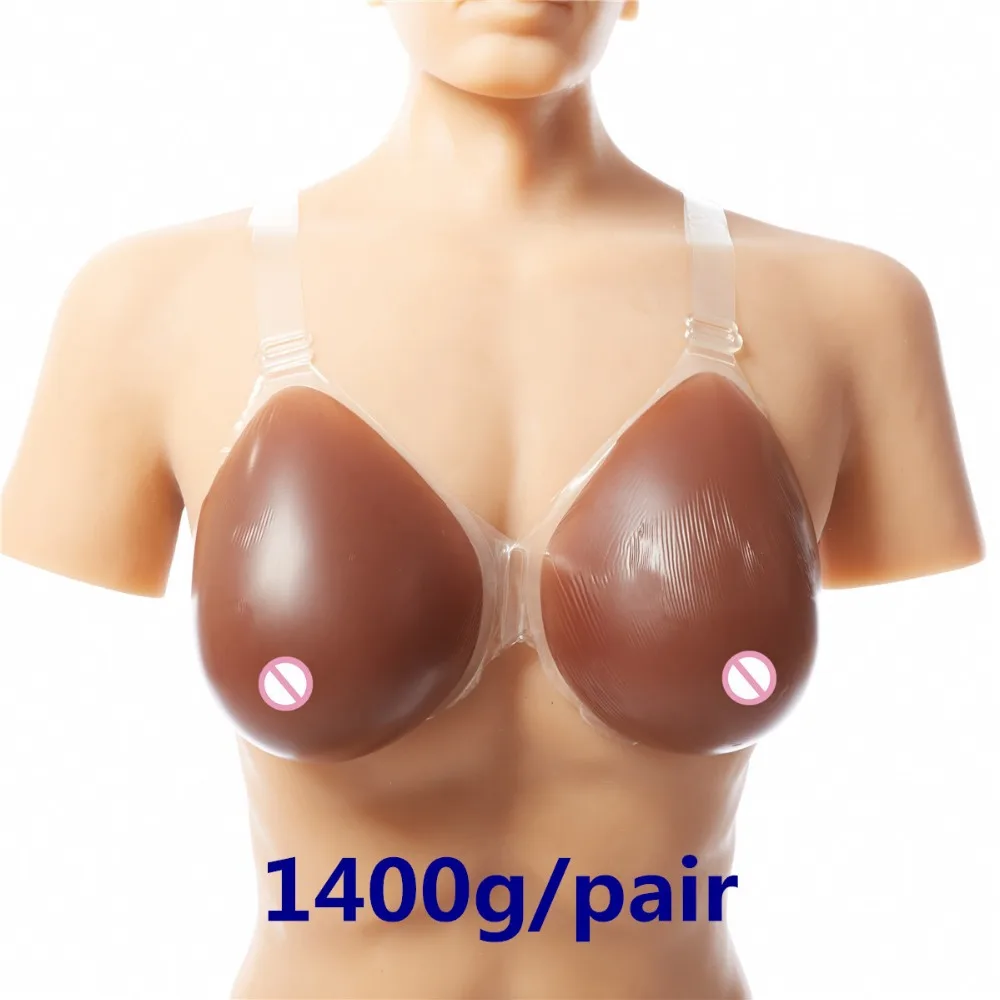 

1400g/pair Strap On Silicone Breast Form Artificial Breast Silicone Boobs Men Falses Breast