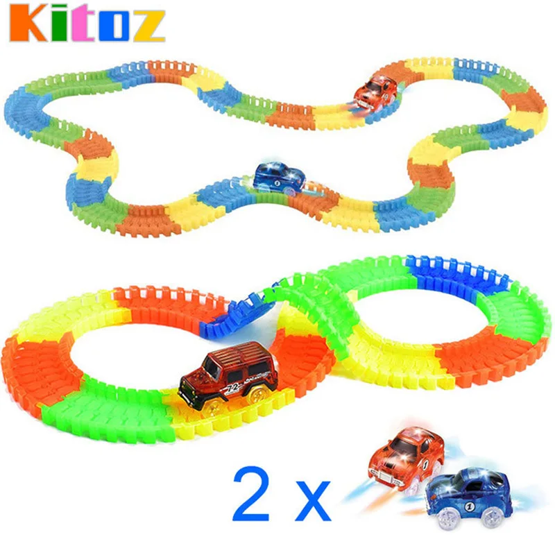 

Miraculous Glowing Race Track Bend Flex Flash in the Dark Assembly Car Toy 220pcs Electronic Car Track Toy Glow Racing Track Set
