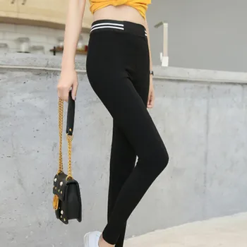 

Autumn Ladies Skinny Black Pants Women Casual Pencil Pants Elastic High Waist Big Size Trousers