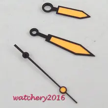 Оранжевые стрелки часов с черным краем для механизма 2824 2836