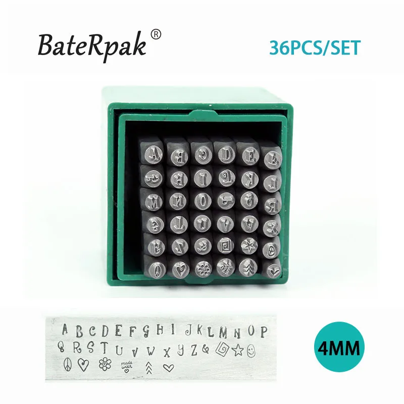 

4mm steel punch stamp letters Kit,33pcs/box+free 3pcs 3mm BateRpak Uppercase Letter Metal Stamp Set