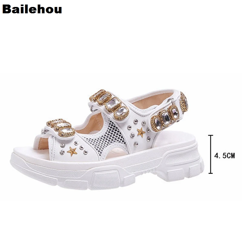 Bailehou 19 летние женские босоножки Обувь Стразы Туфли гладиаторы на платформе