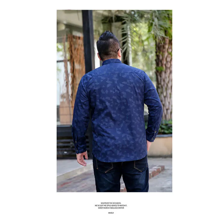 Плюс Размеры 8xl 7xl осень новый модный принт Для мужчин рубашка Повседневное брендовая рубашка с длинными рукавами Для мужчин s одежда Бизнес