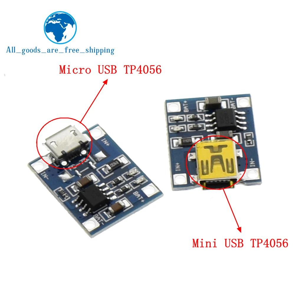 TZT 10 шт. USB 5 В 1A TP4056 модуль зарядного устройства литиевой батареи зарядная плата с защитой двойные функции 1A li-ion