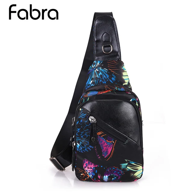Fabra Women Chest Pack Leisure Travel Sling Bag Waterproof Nylon Print Shoulder Bag Chest Crossbody Sling Bag Pack for Women
