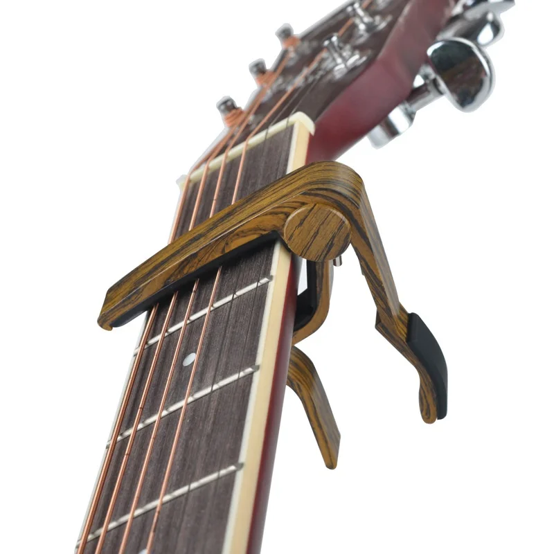 Cheap Aluminum Alloy Wood Color Guitar Capo for 6-string Folk Guitar  Electric Guitar with 3pcs Random