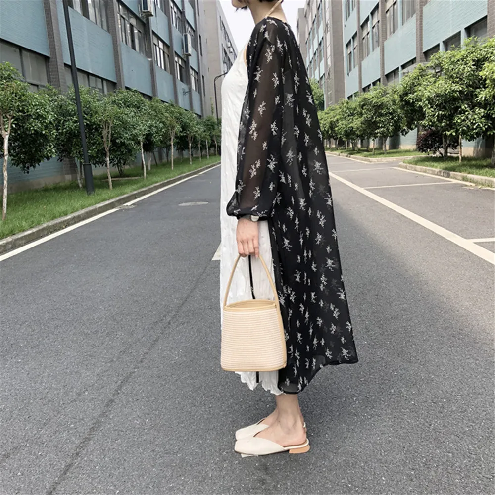  Vacation Beach Women Long Blouses Sexy Mesh Longline Kimono Sunproof Long Sleeve Beach Clothing 2018 Fashion Open Front Kimono (14)