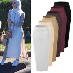 Женские мусульманские платья юбка скромный мусульманский плавки длинная юбка-карандаш ботильоны-Длина Сгустите трикотажные