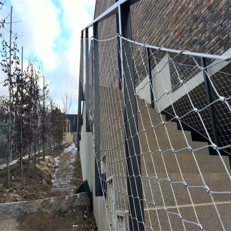 

Balustrade and railing protective stainless steel wire rope mesh net