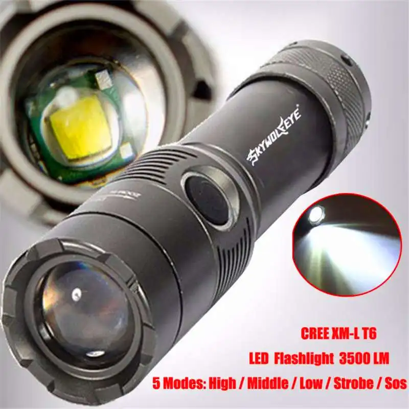 

3500LM XM-L T6 LED powerful led flashlight Rechargeable Flashlight Torch w/18650 Light Lamp led flashlight 18650 #4S4
