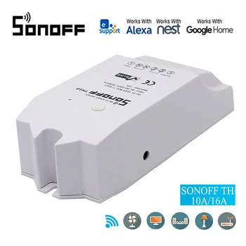 

Sonoff TH10A/16A WiFi Smart temperature humidity Monitoring Switch wireless remote control smart home automation for Smartphone