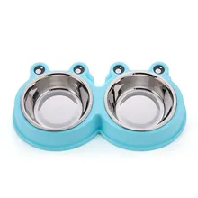 Pet Dog Bowl Food Water Dish Feeder Eye Shape Stainless Steel Cat Puppy Drinking Feeder Non-Skid Pet Dog Double Bowls 