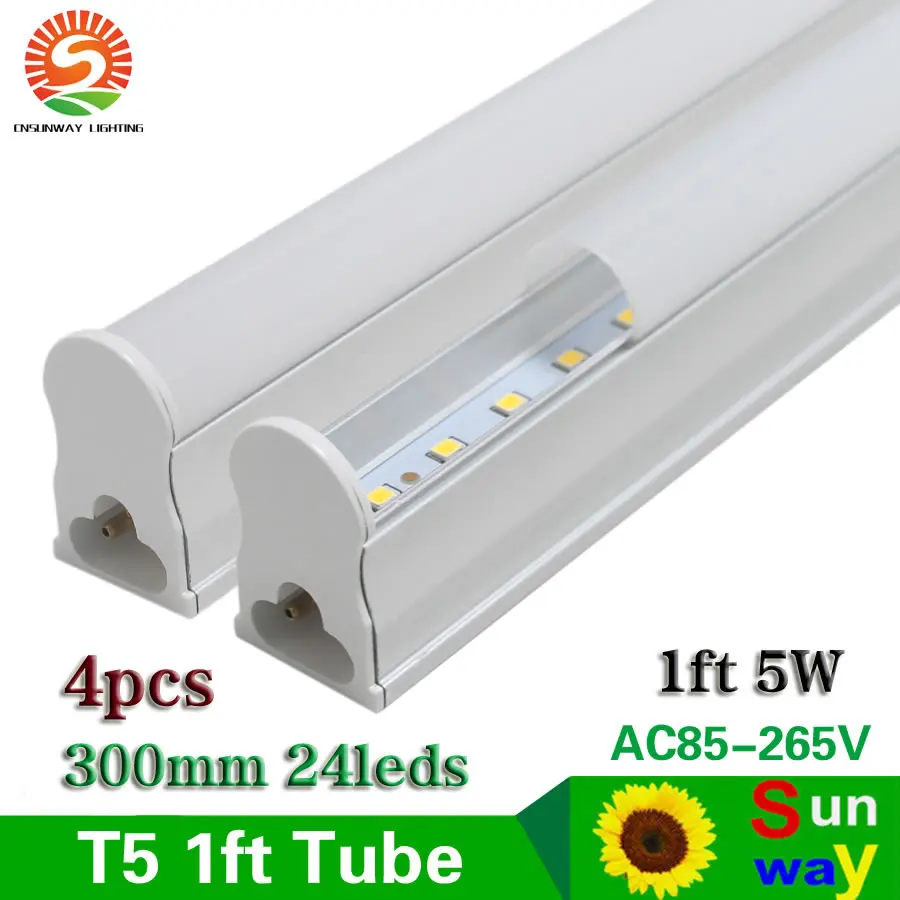 

Sunway Lighting Led Tube T5 Integrated 300mm 1ft T5 Led Tube Light Lamp LED lamp bulb cabinet lighting milky 5W 85-265V 50pcs