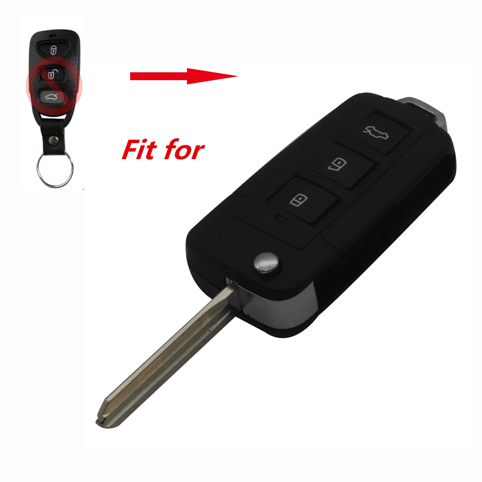 

jingyuqin 3 Buttons Modified Folding Car Key Shell Cover Case for Kia Hyundai Sonata NF Holder Fob Flip Blank Blade