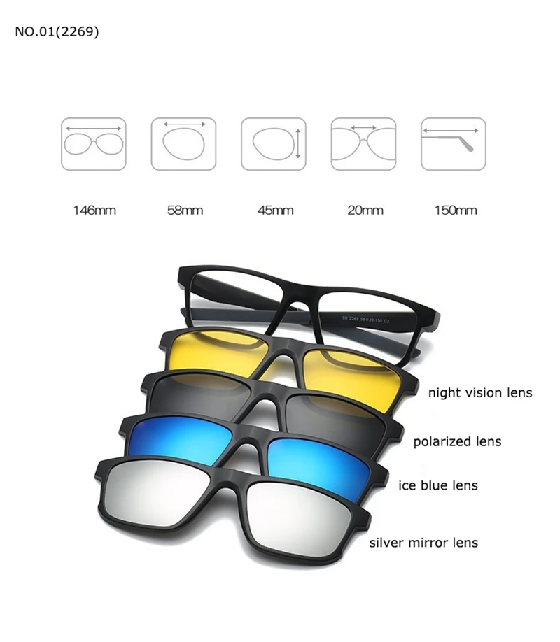 Оптическая оправа для очков Мужская женская с 4 клипсами на магнитах поляризованные солнцезащитные очки компьютерные очки оправа для очков для мужчин YQ333