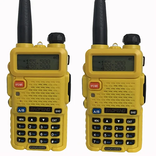 Walkie Talkie 2 шт Baofeng Uv-5R для коммуникатора ham Radio Amador woki toki boafeng Uv 5r 2-полосная радиостанция Cb Radio - Цвет: Цвет: желтый